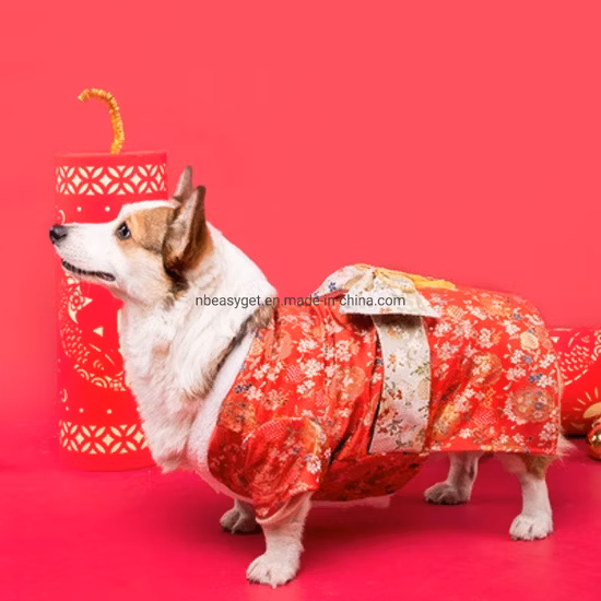 Pet Floral Kimono Dog Japanese Style Costume with Bowknot Fashion Clothing Esg16272